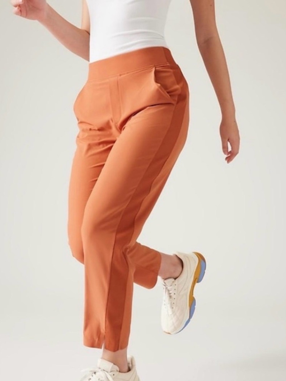 Athleta Cropped Ponte Pants in Rust Orange